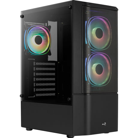 Aerocool Quantum Mesh v3 Midi-Tower-Gehäuse (schwarz grau | 3x USB-A | RGB | Fenster)