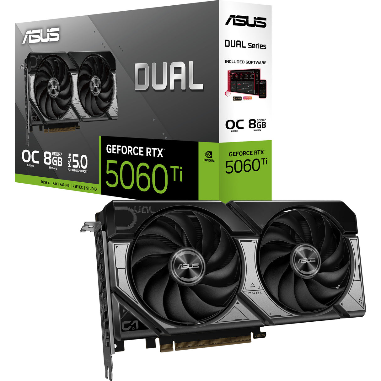 Asus Dual GeForce RTX 5060 Ti OC 8G Grafikkarte (schwarz, 3x Display Port, 1x HDMI)