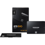 Samsung mz-77e2t0b 870 evo SSD, 2 TB, 2,5, SATA3, 6 Gbit/s, 3D V-NAND, 560 550 MB s, 512 MB DDR4