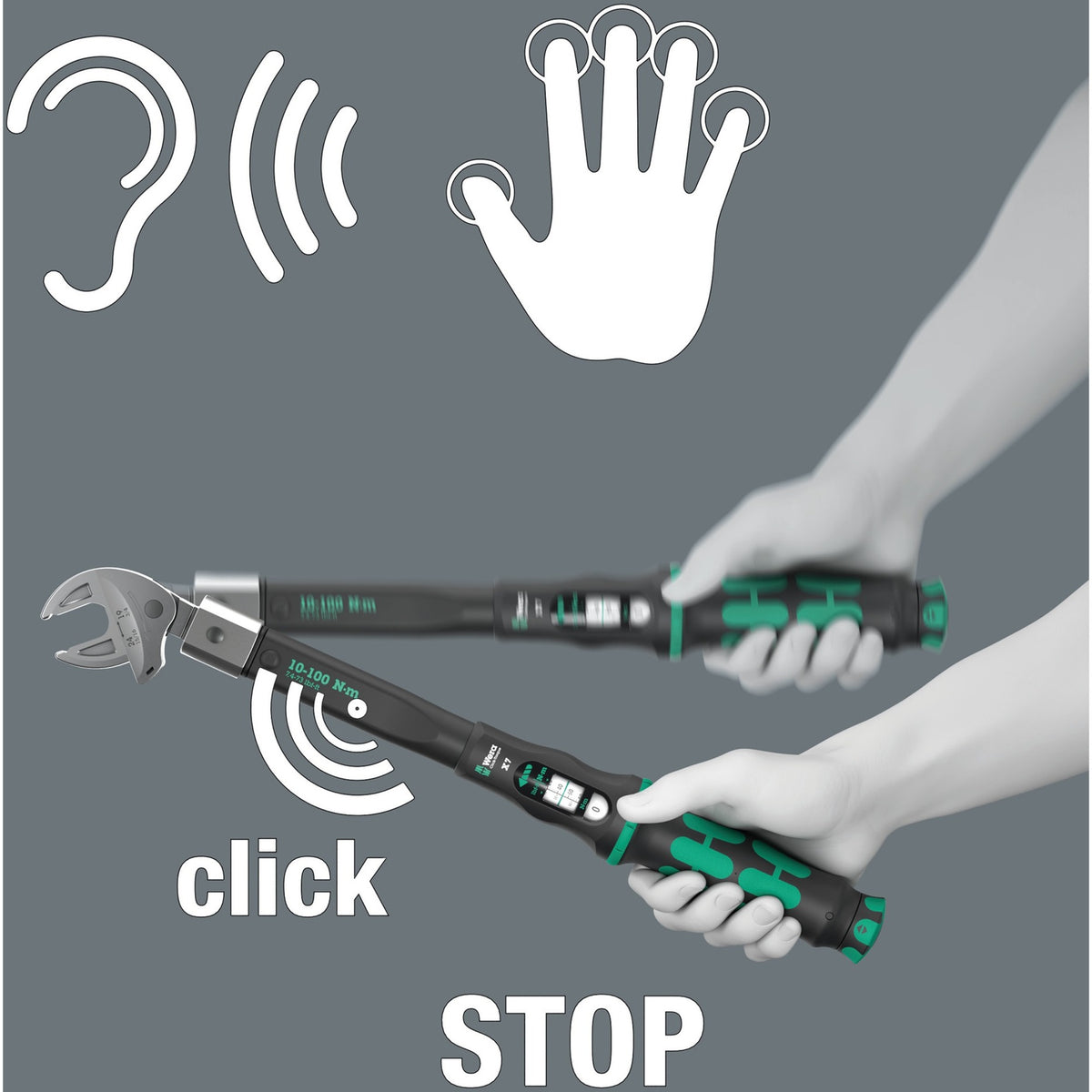 Wera Click-Torque x 7 Drehmomentschlüssel für Einsatzwerkzeuge (schwarz grün, 10-100 Nm)