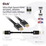 Club 3D Ultra-High-Speed-HDMI-2.1-zertifiziertes Kabel männlich-männlich (schwarz, 3 Meter, 4K 120 Hz, 8K 60 Hz, 48 Gbit/s)