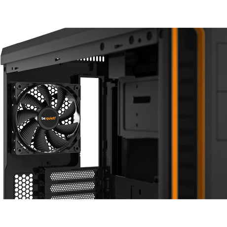 Ruhig sein! Pure Base 600 Window Midi-Tower-Gehäuse (schwarz orange | 2x USB-A | gehärtetes Glas)