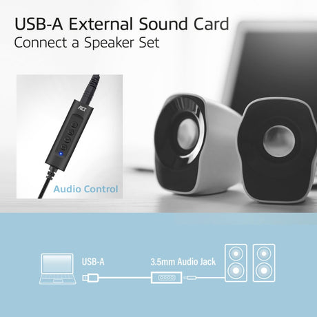 Act-Konnektivität USB-A externe Soundkarte (schwarz)