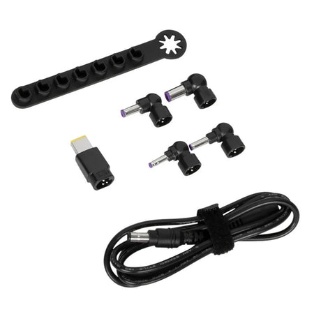 Targus 90W Legacy-Zubehörset (Gleichstromkabel zur Spitze + 5 Spitzen + Aufbewahrungshalter) Adapter (Schwarz, für Dockingstationen)