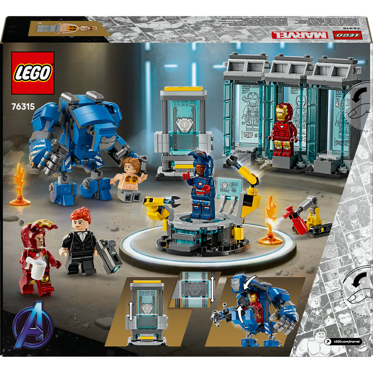 Lego 76315 Superhelden Marvel Iron Mans Labor: Rüstungsraum