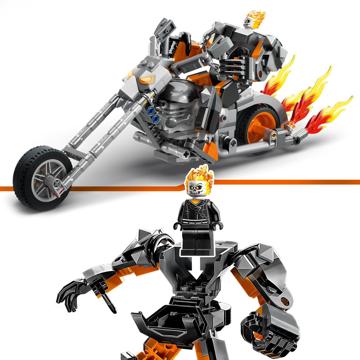 Lego Marvel – Geisterfahrer-Mech-Motorrad-Konstruktionsspielzeug (76245)