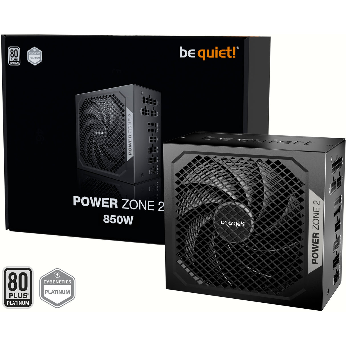 Ruhig sein! Power Zone 2 modulares 850-Watt-Netzteil (schwarz, 1x 12V-2x6, 3x PCIe)