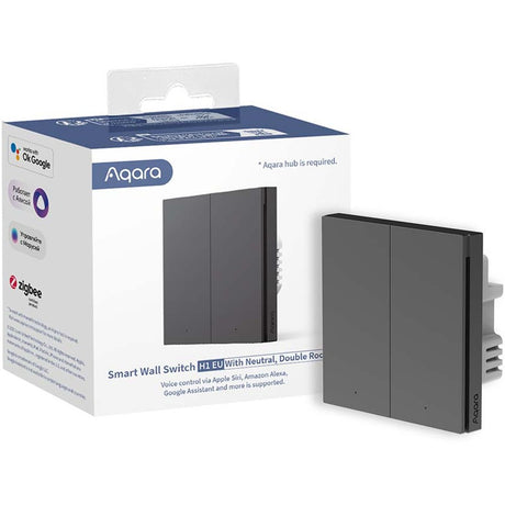 Aqara Smart Wall Switch H1 Doppelschalter (Anthrazit, Zigbee 3.0, Neutralleiter erforderlich)