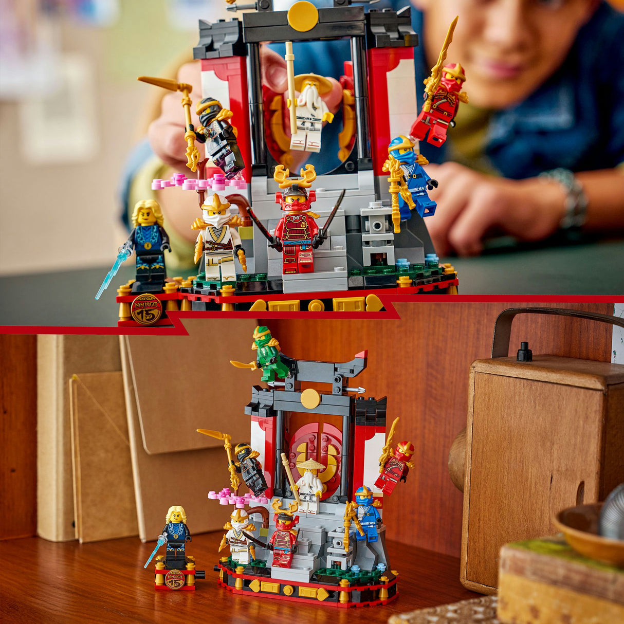 Lego Ninjago 71866 Display zum 15-jährigen Jubiläum mit Ninja-Figuren