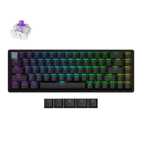 Keychron K6 HE-J1 RGB mechanische Tastatur (schwarz, US-Layout (QWERTY), Gateron Double-Rail Magnetic Nebula, 65 %, RGB-LEDs, Cherry Double-Shot PBT, Hot Swap, USB-C | 2,4 GHz | Bluetooth 5.1)