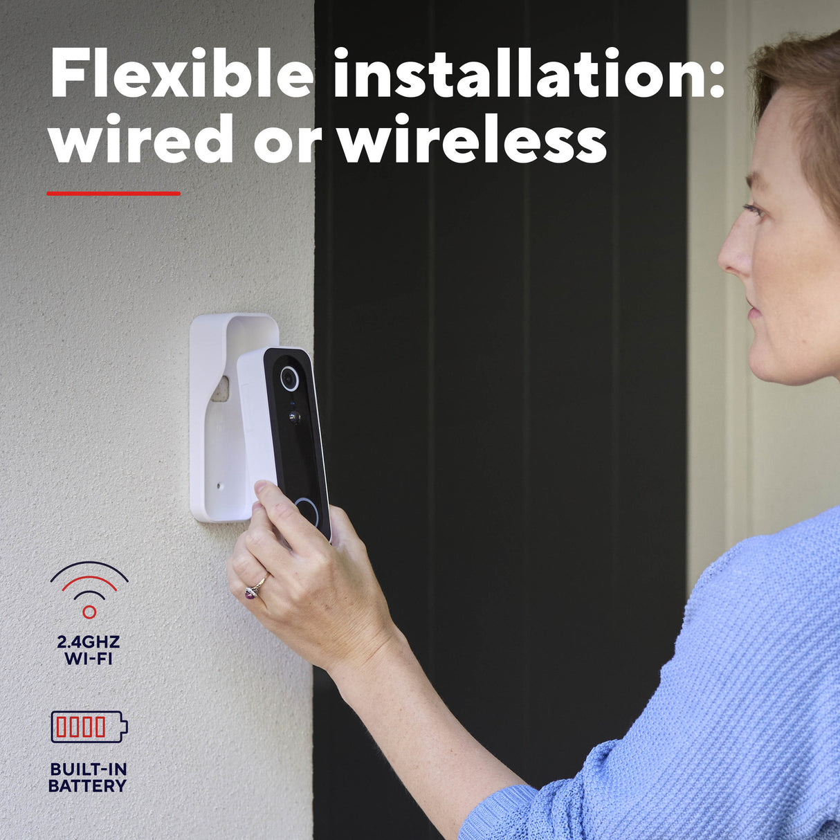 Trust draadloze video deurbel - doorcam-3000 - accu oplaadbaar met usb-c - 2k 3mp - geen abonnementskosten - inclusief chime - deurbel met camera - wit