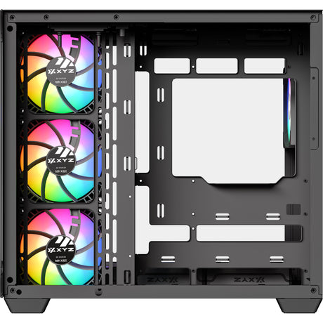 Xyz PC Gear Tesseract x Midi-Tower-Gehäuse (schwarz | 2x USB-A | 1x USB-C | gehärtetes Glas)