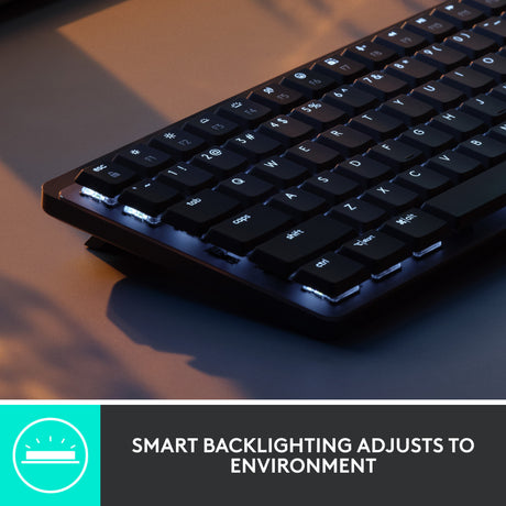 Mechanische Mini-Tastatur Logitech MX (schwarz, US-internationales Layout (QWERTY), GL-taktil, 80 % (TKL), Bluetooth)