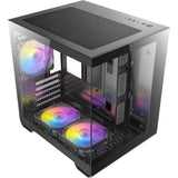 Antec cx60m argb Mini-Tower-Gehäuse (schwarz | 3x USB-A | RGB | gehärtetes Glas)