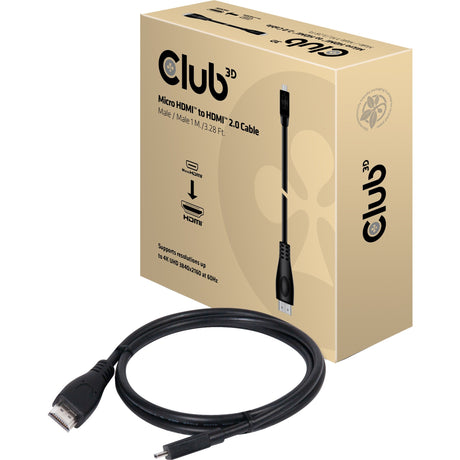 Club 3D Micro HDMI > HDMI 2.0 Kabel (schwarz, 1 Meter, 4K 60Hz)