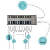 I-tec USB 3.0 Ladehub 10 Port + Netzteil USB-Hub (schwarz)