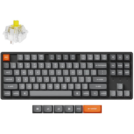 Keychron K8 Max-J4 RGB mechanische Tastatur (schwarz, US-Layout (QWERTY), Super Banana, 80 % (TKL), RGB-LEDs, OSA Double-Shot PBT, Hot Swap, USB-C | 2,4 GHz | Bluetooth 5.1)