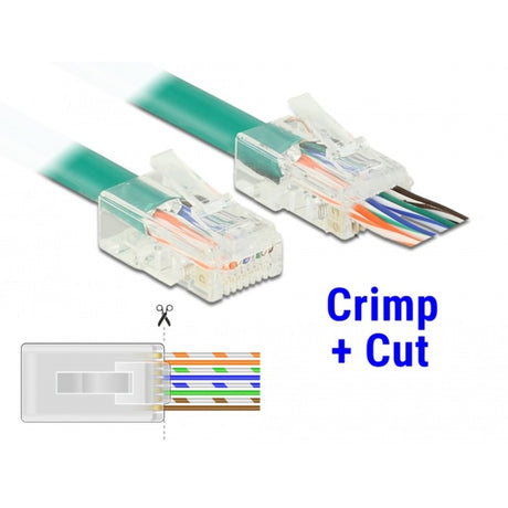 Delock RJ45 Crimp+Cut Stecker Cat.6 UTP Stecker (transparent, 20 Stück)