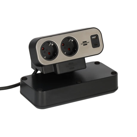 Brennerstuhl brennerstuhl®estilo Duplex-Steckdose, 1x USB C, 1x USB A, 10x Schutzkontaktsteckdosen, Silber Schwarz - 1153580200
