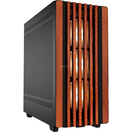 Sharkoon Rebel C70M RGB Midi-Tower-Gehäuse (schwarze Holzfarbe | 2x USB-A | 1x USB-C | RGB)