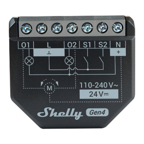 Shelly 14 Uhr Gen4-Relais (schwarz, Bluetooth, WLAN)