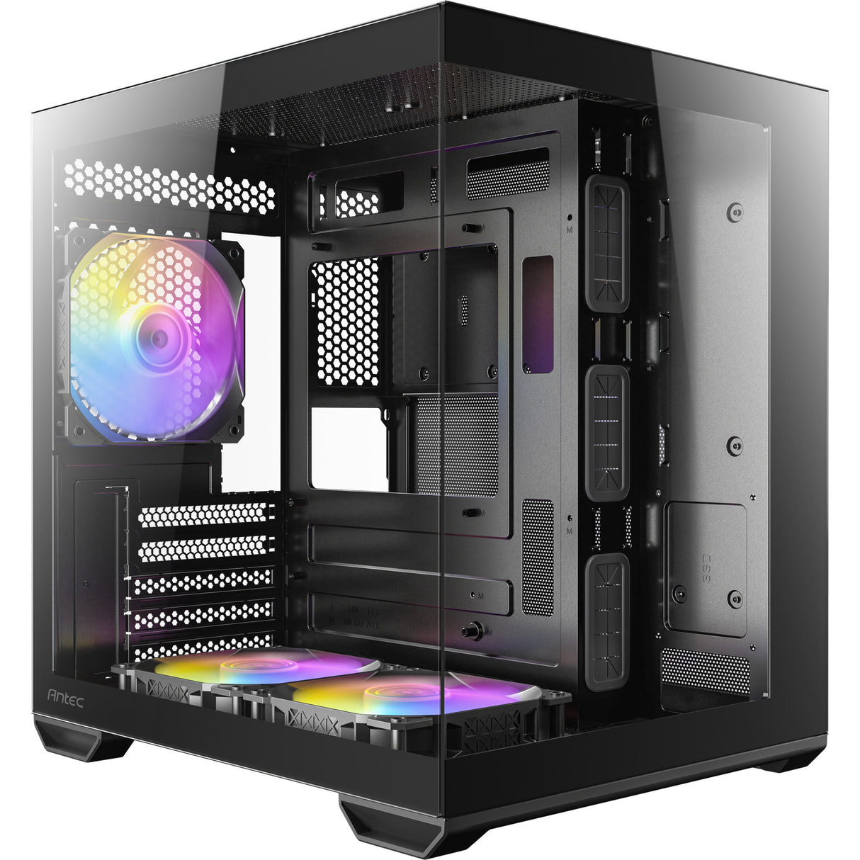 Antec cx60m argb Mini-Tower-Gehäuse (schwarz | 3x USB-A | RGB | gehärtetes Glas)