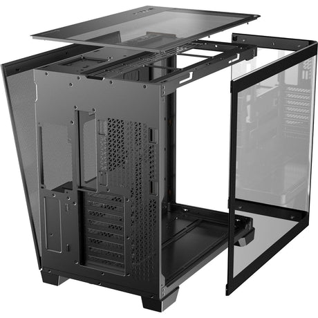Antec C8 Curve Wood Midi-Tower-Gehäuse (schwarze Holzfarbe | 2x USB-A | 1x USB-C | gehärtetes Glas)