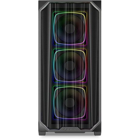 Sharkoon ak5m RGB Midi-Tower-Gehäuse (schwarz | 2x USB-A | 1x USB-C | RGB | gehärtetes Glas)