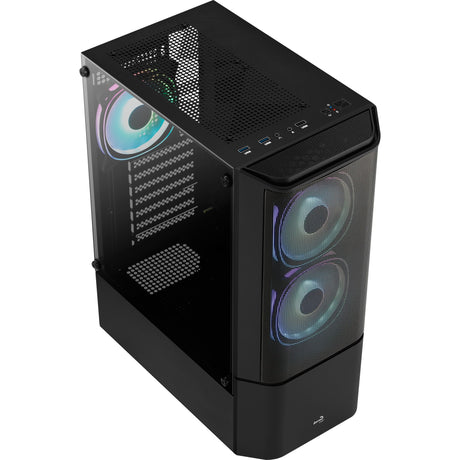 Aerocool Quantum Mesh v3 Midi-Tower-Gehäuse (schwarz grau | 3x USB-A | RGB | Fenster)