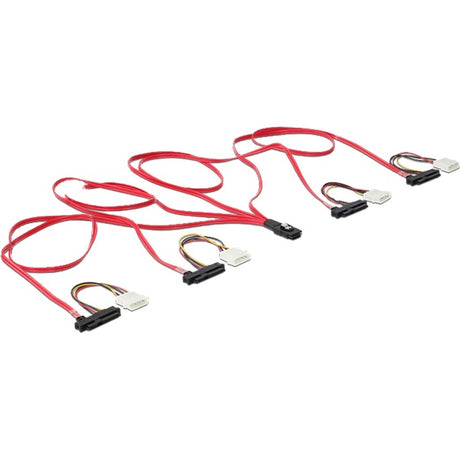 Delock mini SAS SFF-8087 > 4 x SAS SFF-8482 + Netzteil (rot schwarz, 1 Meter)