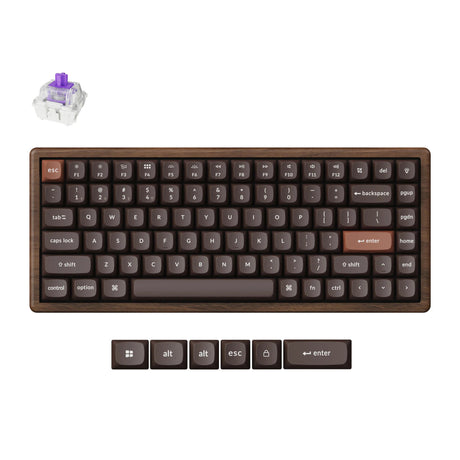 Keychron K2HE All-Wood Special Edition mechanische Tastatur (Holzfarbe, US-Layout (QWERTY), Gateron Double-Rail Magnetic Nebula, 75 %, Gateron Double-Rail Magnetic, OSA PBT Double-Shot, Hot Swap, Bluetooth 5.2 | USB-C)