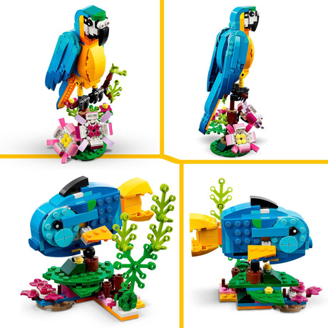 Lego Creator 3in1 exotisches Papageien-Frosch-Fisch-Tierspielzeugset für Kinder – 31136