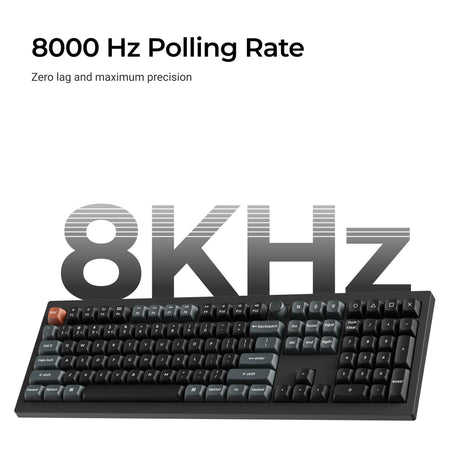 Keychron v6 Ultra 8K kabellose, benutzerdefinierte mechanische Tastatur (schwarz, US-Layout (QWERTY), Seidenpom-Rot, 100 %, RGB, Hot-Swap, 2,4 GHz | Bluetooth 5.3 | USB-C)
