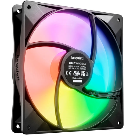 Ruhig sein! Light Wings lx pwm rgb Gehäuselüfter (schwarz, 140 x 140 x 25 mm)