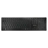 Cherry KW 9100 Slim, Tastatur (Schwarz Silber, EU-Layout (QWERTY), Scherenschalter, ABS, USB-C, 2,4 GHz, Bluetooth)