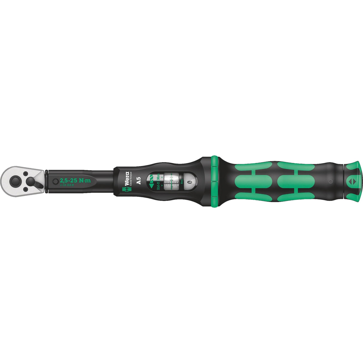 Wera Click-Torque A 5 Drehmomentschlüssel mit Umschaltknarre (schwarz grün)