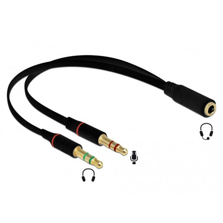 Delock Headset-Adapter (schwarz, 0,2 Meter)