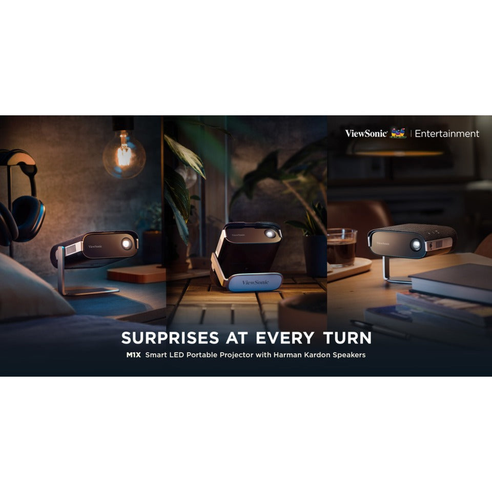 Viewsonic Smart LED tragbarer Projektor mit Harman Kardon Lautsprechern (Schwarz, HDMI, Audio, WLAN, Bluetooth)
