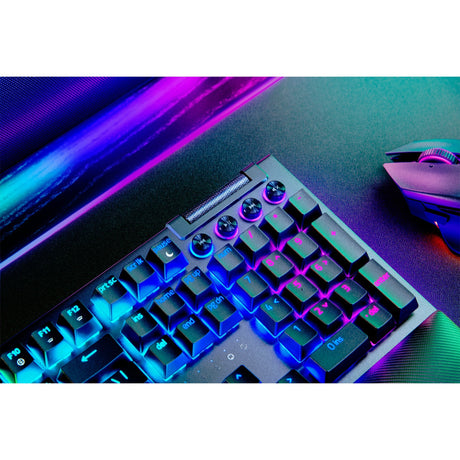 Mechanische Gaming-Tastatur Razer Blackwidow V4 Pro RGB (Schwarz, US-Layout (QWERTY), Gelb, 100 %)