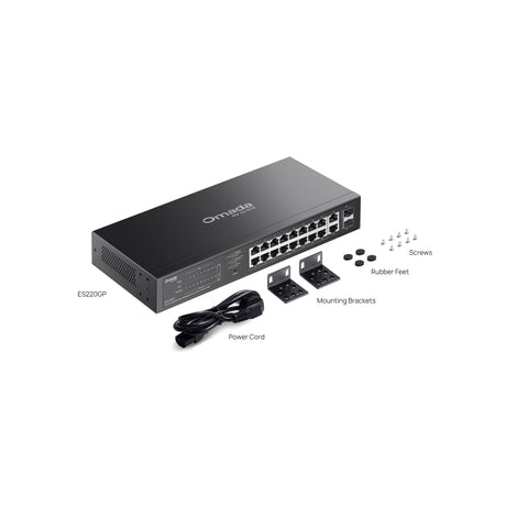 Tp-Link Omada ES220GP 20-Port-Gigabit-Easy-Managed-Switch (schwarz, 16x PoE+, 2x Gigabit SFP)
