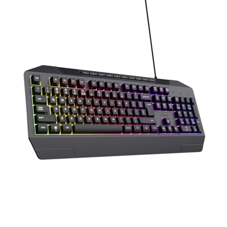 Trust GXT 836 EVOCX RGB-Gaming-Tastatur (schwarz, US-Layout (QWERTY), Membran, 100 %, RGB)