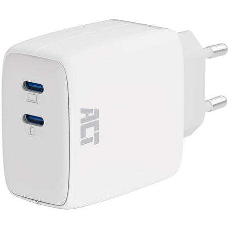 Act-Konnektivität USB-C-Ladegerät 65 W 2-Port mit Power Delivery PPS und Ganfast (weiß)