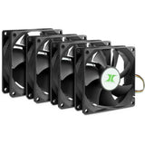 Inter-Tech IPC Lüfterset 80 mm Gehäuselüfter (schwarz, 4 Stück, 80 x 80 x 25 mm, PWM)