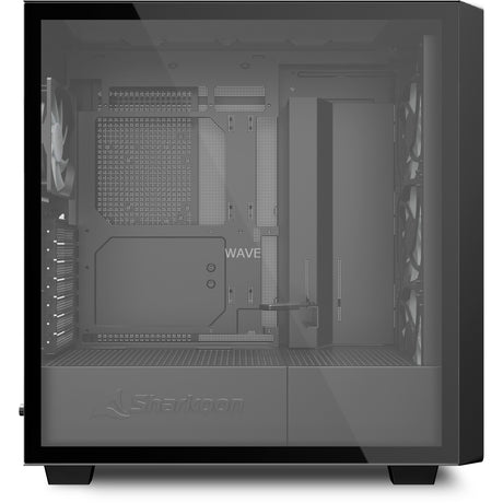 Sharkoon Rebel C70G RGB-Midi-Tower-Gehäuse (schwarze Holzfarbe | 2x USB-A | 1x USB-C | RGB | gehärtetes Glas)