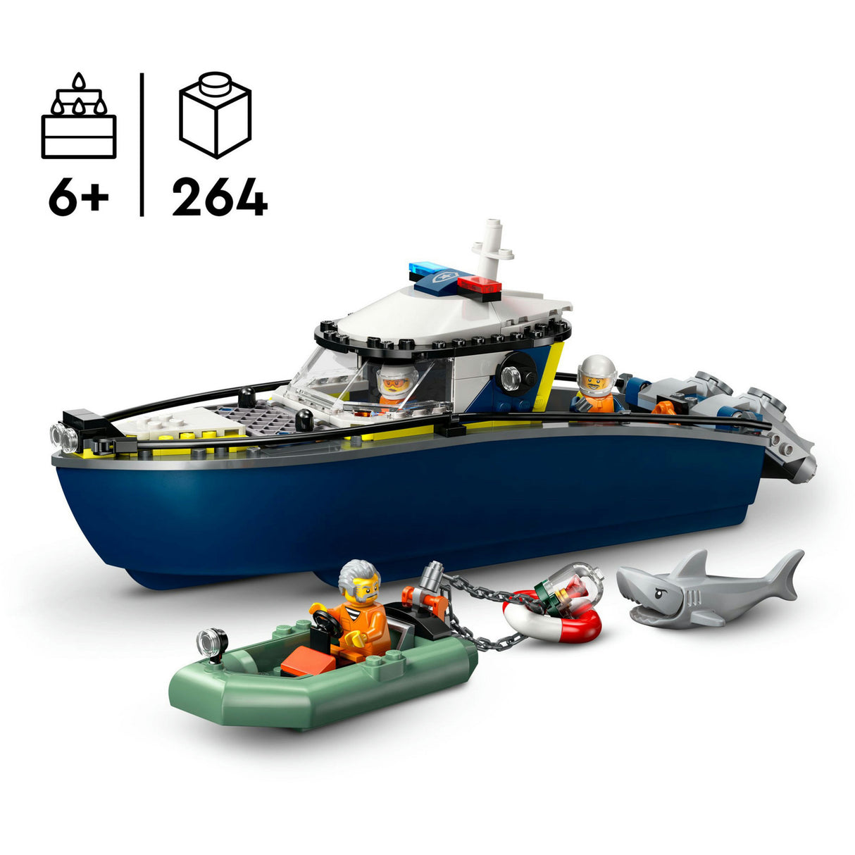 Lego® City-Verfolgungsjagd mit Polizeiboot, wirklich schwimmfähig – 60456