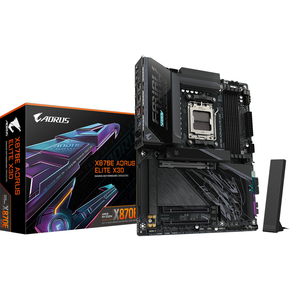 Gigabyte x870e Aorus Elite x3d Sockel AM5 Motherboard (schwarz, Raid, 5 GB-LAN, Wi-Fi 7, BT, Sound, ATX)