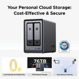 Ugreen nasync dxp2800 (grijs, 2,5gbe, hdmi, usb-c)