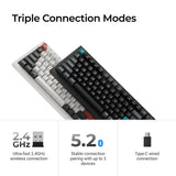 Keychron q1 ultra-m1 8k wireless custom mechanical keyboard (zwart, us lay-out (qwerty), silk pom red, 75%, rgb, hot swap, 8k, 2.4 ghz | bluetooth 5.2 | usb-c)