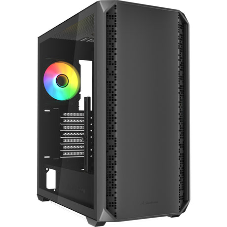 Sharkoon AK2 RGB Midi-Tower-Gehäuse (schwarz | 2x USB-A | 1x USB-C | RGB | gehärtetes Glas)