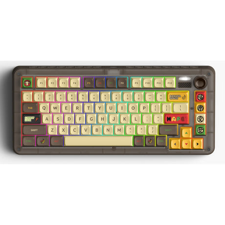 Iqunix ZX75 Happy Ape kabellose mechanische Tastatur (braun, US-Layout (QWERTY), TTC Holy Panda, 75 %, RGB-LEDs, Hot-Swap-fähig, Double-Shot PBT, 2,4 GHz | Bluetooth 5.1 | USB-C)